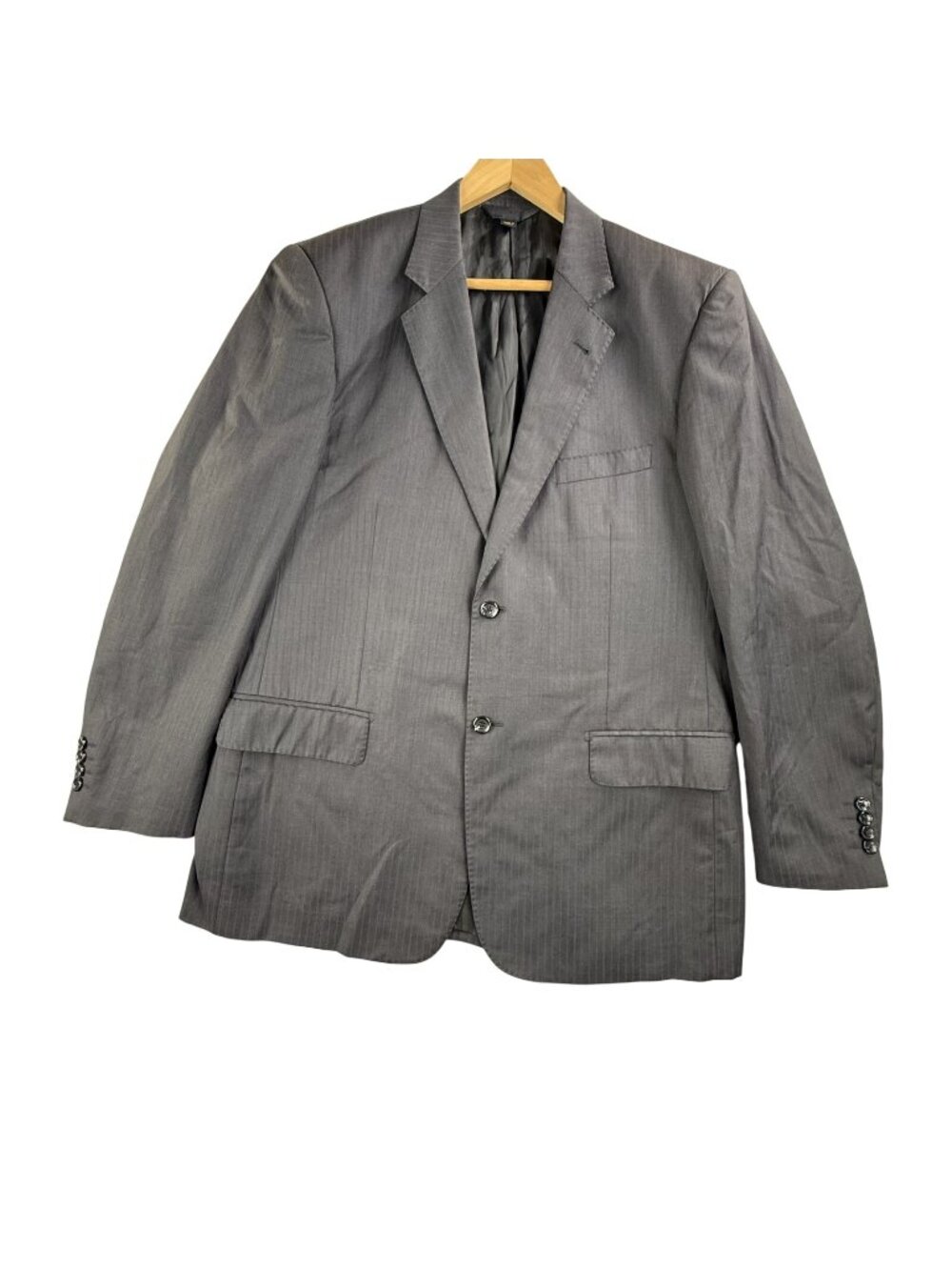 Baroni Suit Jacket Mens 44L Gray Pinstripe Super 150s Wool Sport Coat 2 Button